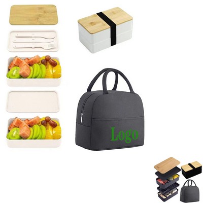 Premium Bamboo Bento Box with Utensils & Lunch Bag