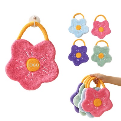 Cartoon Coral Plush Hand Towel For Kids