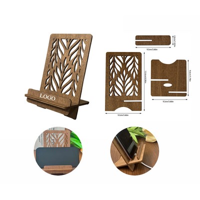 Hollowed Out Floral Design Vintage Wooden Cell Phone Holder