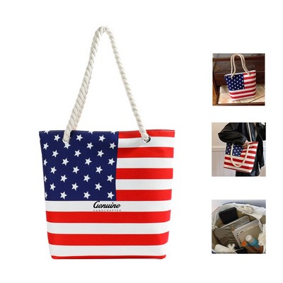 Star and Stripe Flag Canvas Tote Bag