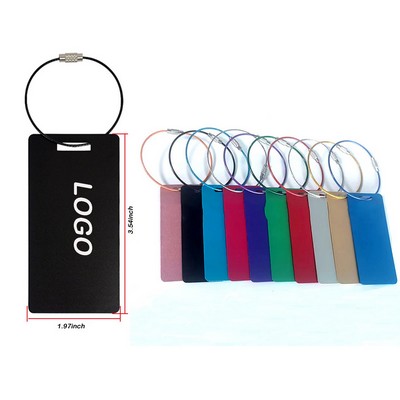 Aluminum Metal Luggage Tag with Metal Loops 1/2 3" X 2"