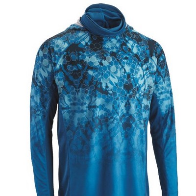 Fully Sublimated Long Sleeve Fishing Shirt with Built in Neck Gaiter
