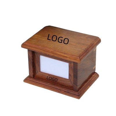 Wooden Pet Urn W/Photo Frame