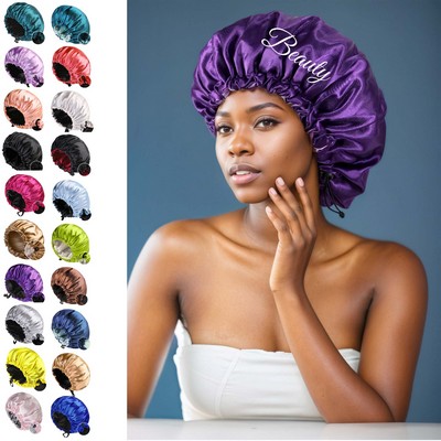 Satin Bonnet for Sleeping Double-Layer Adjustable