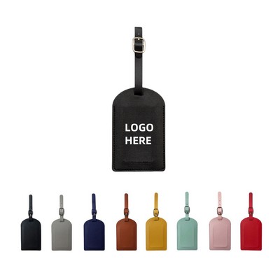 Adjustable PU Leather Luggage Tag w/ Cover
