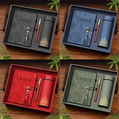 A5 PU Leather-Bound Business Notebook Writing Journal Executive Notebook Meeting Note Gift Set