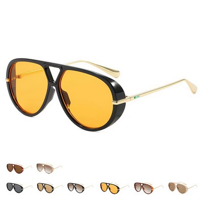 Retro Trendy Shield Oversized Aviator Sunglasses