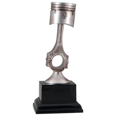 6 3/4" Antique Silver Resin Auto Piston Trophy on Black Base