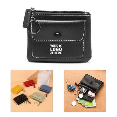 PU Leather Solid Color Zipper Wallet