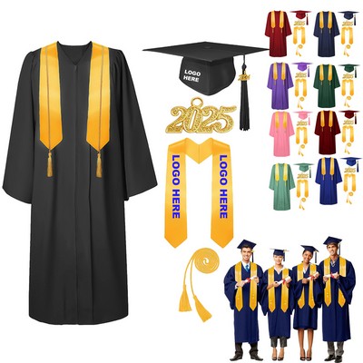 Custom 2025 Graduation Gown Cap Tassel Set for High School College