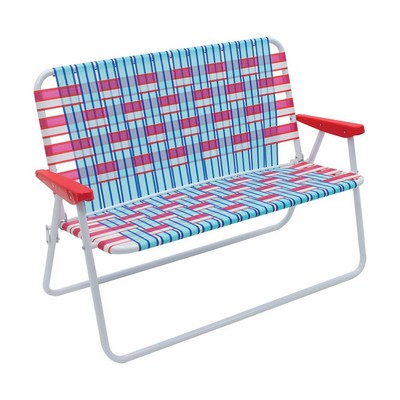 Rio Folding Web Love Seat - Red/Blue