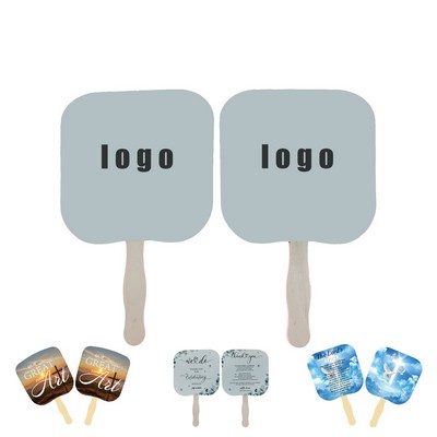 Paper Hand Held Fan With Rounded Square Shape