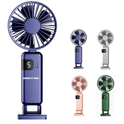Smart Display Mini Fan – USB Rechargeable with LED Speed Indicator