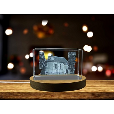 Biserica Din Deal 3D Engraved Crystal Trophy Award w/LED Base - Gift for Transylvanian Heritage