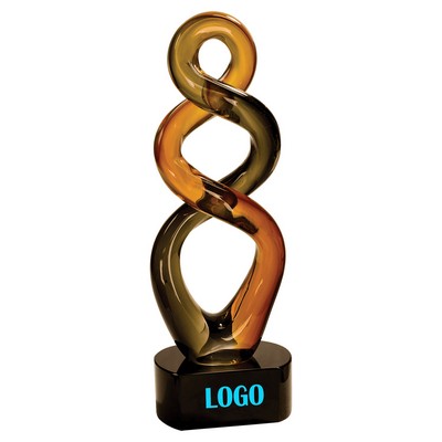 13 1/2" Brown Twist Art Glass Award