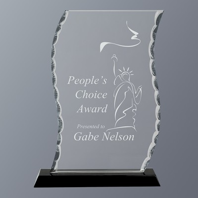 Clear Scroll Facet Glass on Black Crystal Base, Medium (5-3/4"x 8-1/4"H)