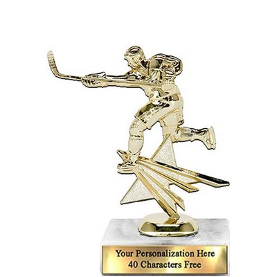 Trophy 7", 2X3 White Marble Base, Hockey Gold Unique