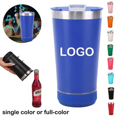 16oz Stainless Steel Beer Cup with Bluetooth Speaker