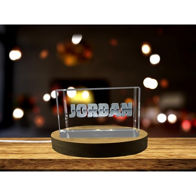 Jordan 3D Engraved Crystal Trophy w/LED Base Light - Names Art