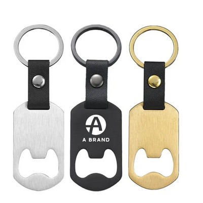 Stainless Steel Bottle Opener Keychain with Strap