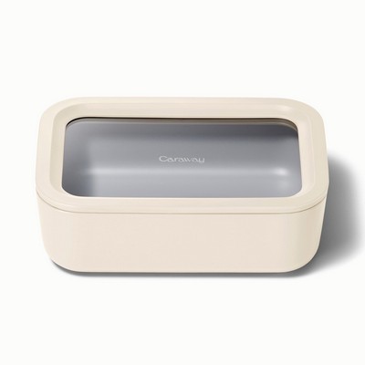 Caraway 6.6 Cup Rectangular Glass Food Container W/ Lid Cream