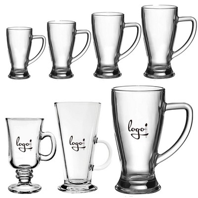 Clear Beer Mugs with Handles 8 oz to 12 oz