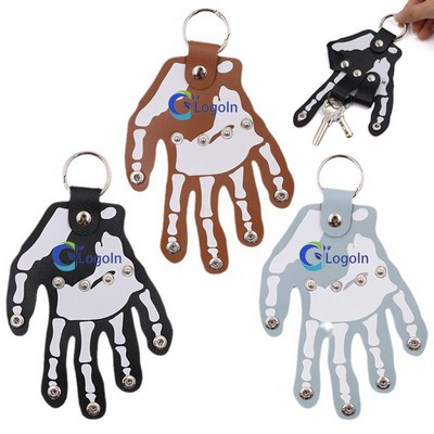 PU Halloween Skull Palm Bone Keychain