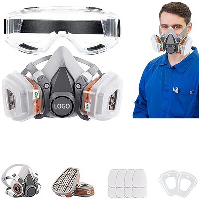 Respirator Reusable Half Face Cover Gas Mask With Glasses