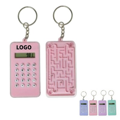 3" 1 Mini Keychain Calculator With Maze