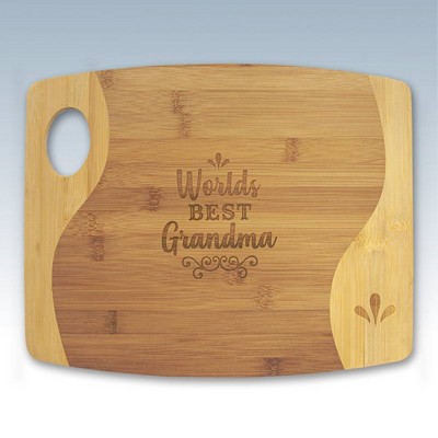 Medium 2 Tone Bamboo Cutting Board w/Handle