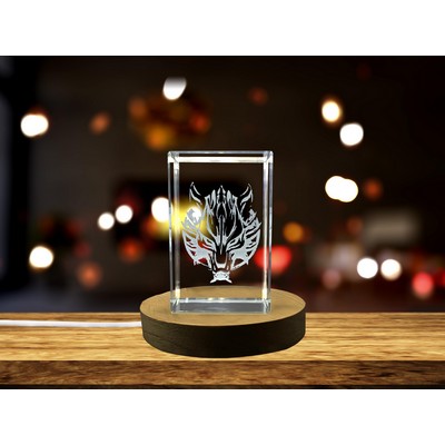 Fenrir 3D Engraved Crystal Trophy Award w/LED Base Light - Norse Mythology Gift