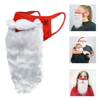 Santa Costume Face Mask with White Beard