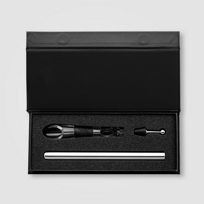 Neve Recycled Stainless Steel Wine Chiller Set & Gift Box - 2 pcs - Pad Print