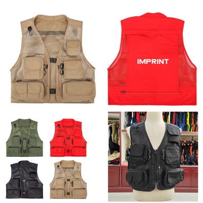 Unisex Multi-Pocket Mesh Fishing Vest