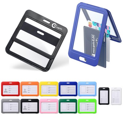 Sliding ID Badge Holder with Double-Sided Hard Plastic Case