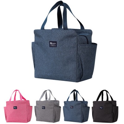 Lunch Bag Insulated Box Reusable Leakproof Tote with Bottle Holder and Side Pockets