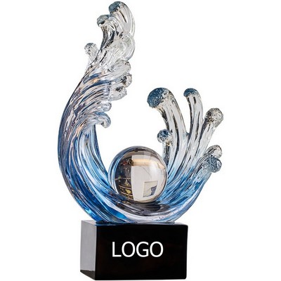 Modern Abstract Decorative Wave Statue, Blue Abstract Art Home Decor