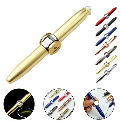 LED Fidget Spinner Pen - Multifunctional Metal Ballpoint Pen for Stress Relief