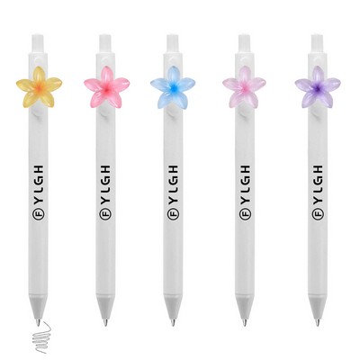 Click Activated Pen With Translucent Clear Flower