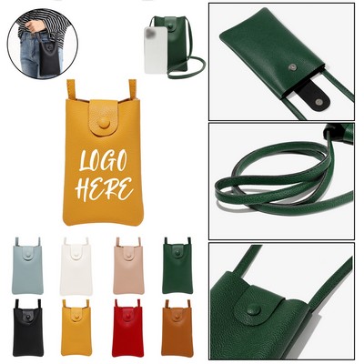 Premium Magnetic Pu Leather Crossbody Phone Pouch