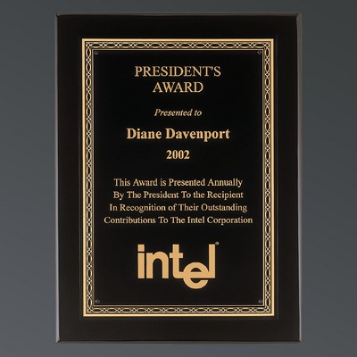 Ebony Piano Finish Rectangle, Black Brass, Ornate Gold Florentine, X-Large (11"x14")