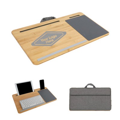 Eco Bamboo Lap Desk with Mouse Pad and Slots