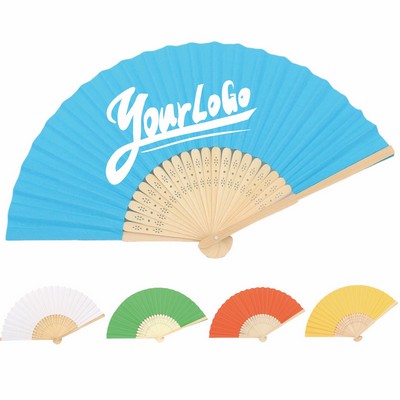 Elegant Paper Fan with Bamboo Ribs