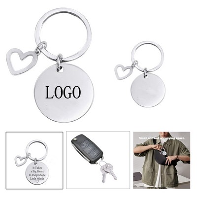 Stainless Steel Heart Teacher Keychain