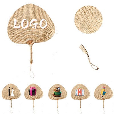 Vacation Natural Embroidered Patchwork Handmade Palm Fan