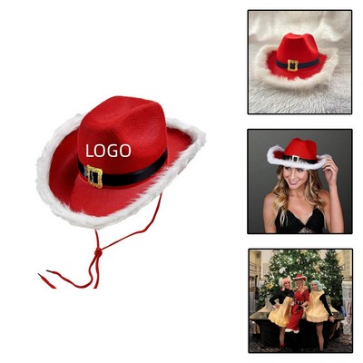 Cute Red Santa Cowboy Hat