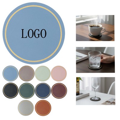 Small Round Leather Drink Coaster