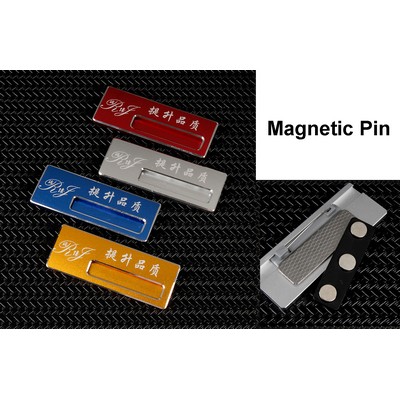 Professional Aluminum Alloy Name Tags Nameplate Badge with Safety Magnetic Pin & Window #14