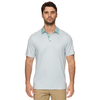 Flag & Anthem Men's Kiawah Contrast Collar SS Mini Strip Performance Polo