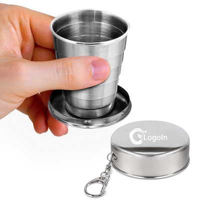 Collapsible Travel Cup with Keychain Lid 2.5Oz (75ml) Leak-Proof